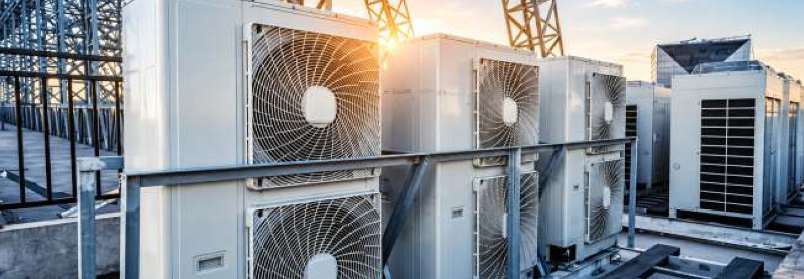 Rooftop HVAC outdoor units at an installation